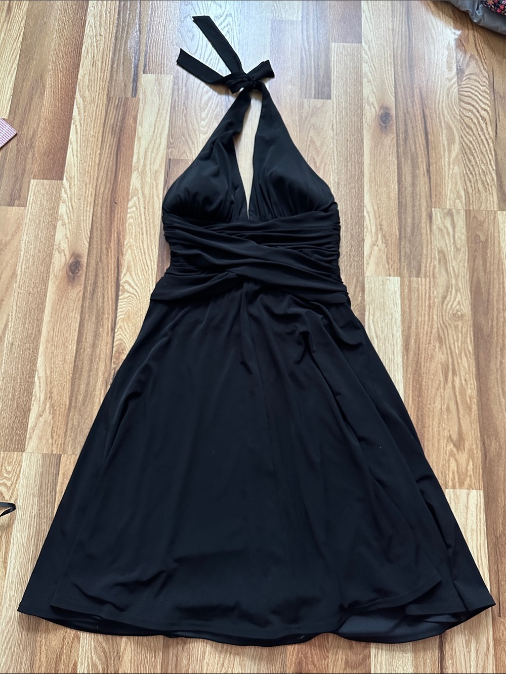 White House, Black market Classic Black Halter Dress - Elegant A-Line Sundress 8